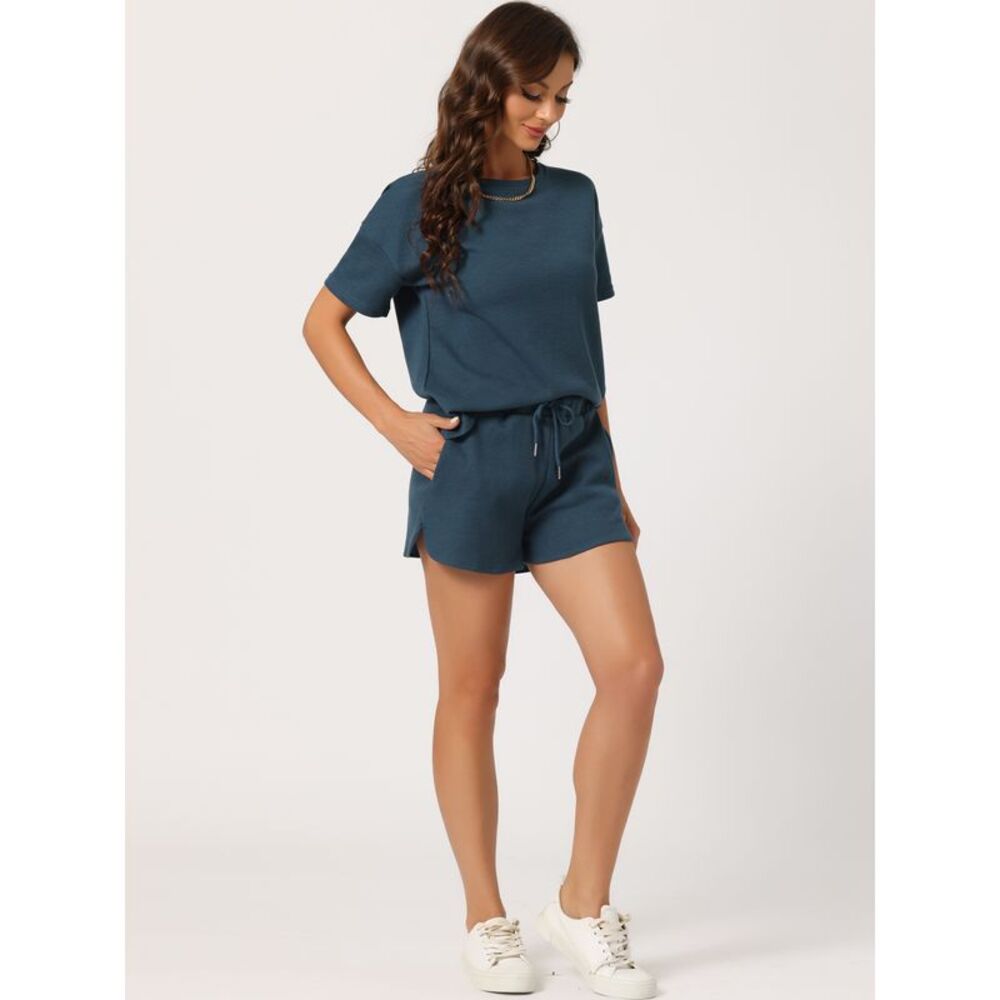 Women Lounge Sets Pullover Jogger Outfit Summer Casual Tracksuits Blue - Picture 2 of 4